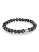 Bracelet de billes d'Onyx véritable et stainless steel