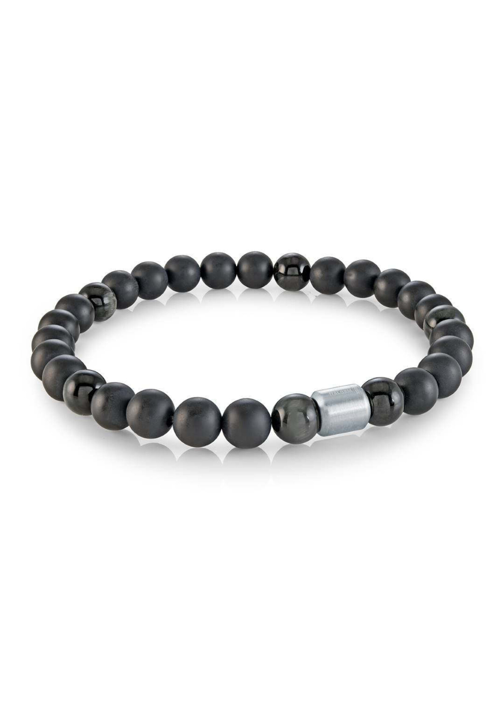 Bracelet de billes d'Onyx véritable et stainless steel