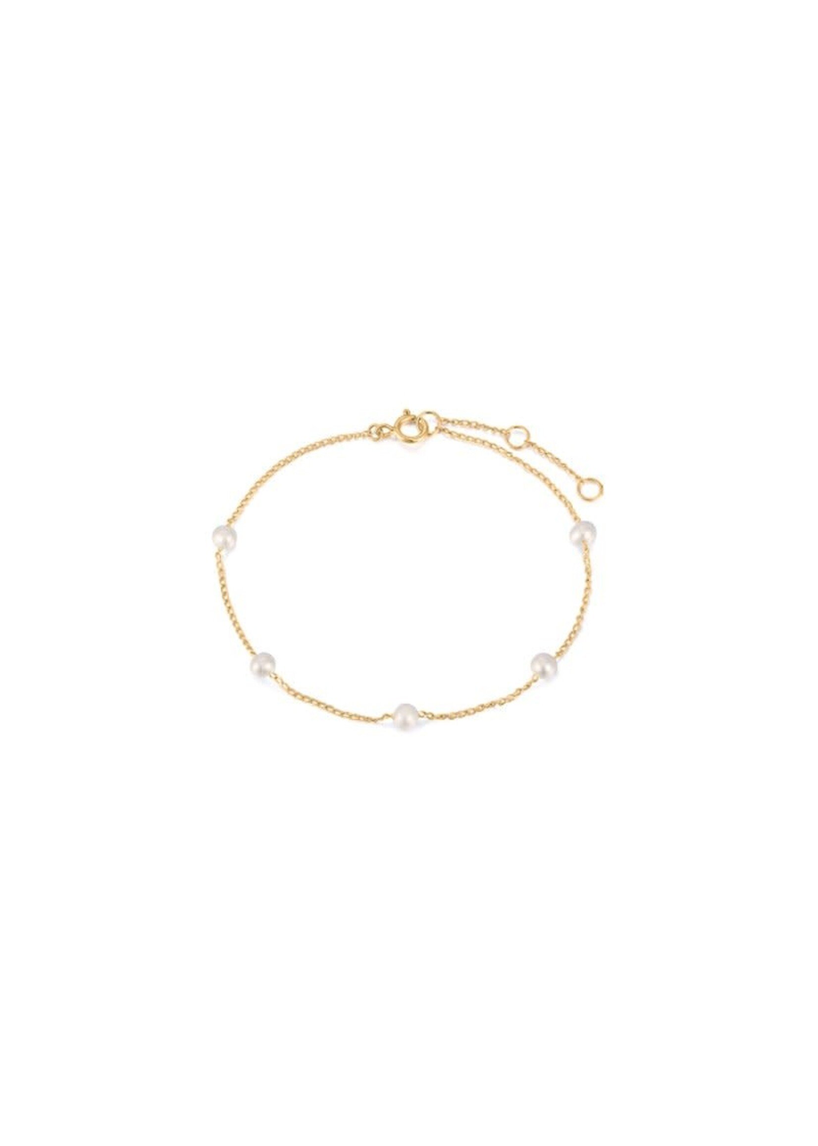 Bracelet forçat en or 10K avec perles d'eau douce