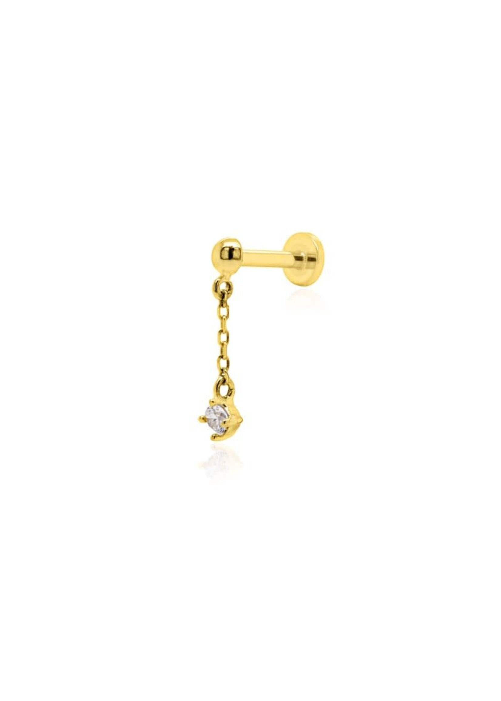 Bijou d'oreille pour Hélix/Tragus avec chainette en or 14K