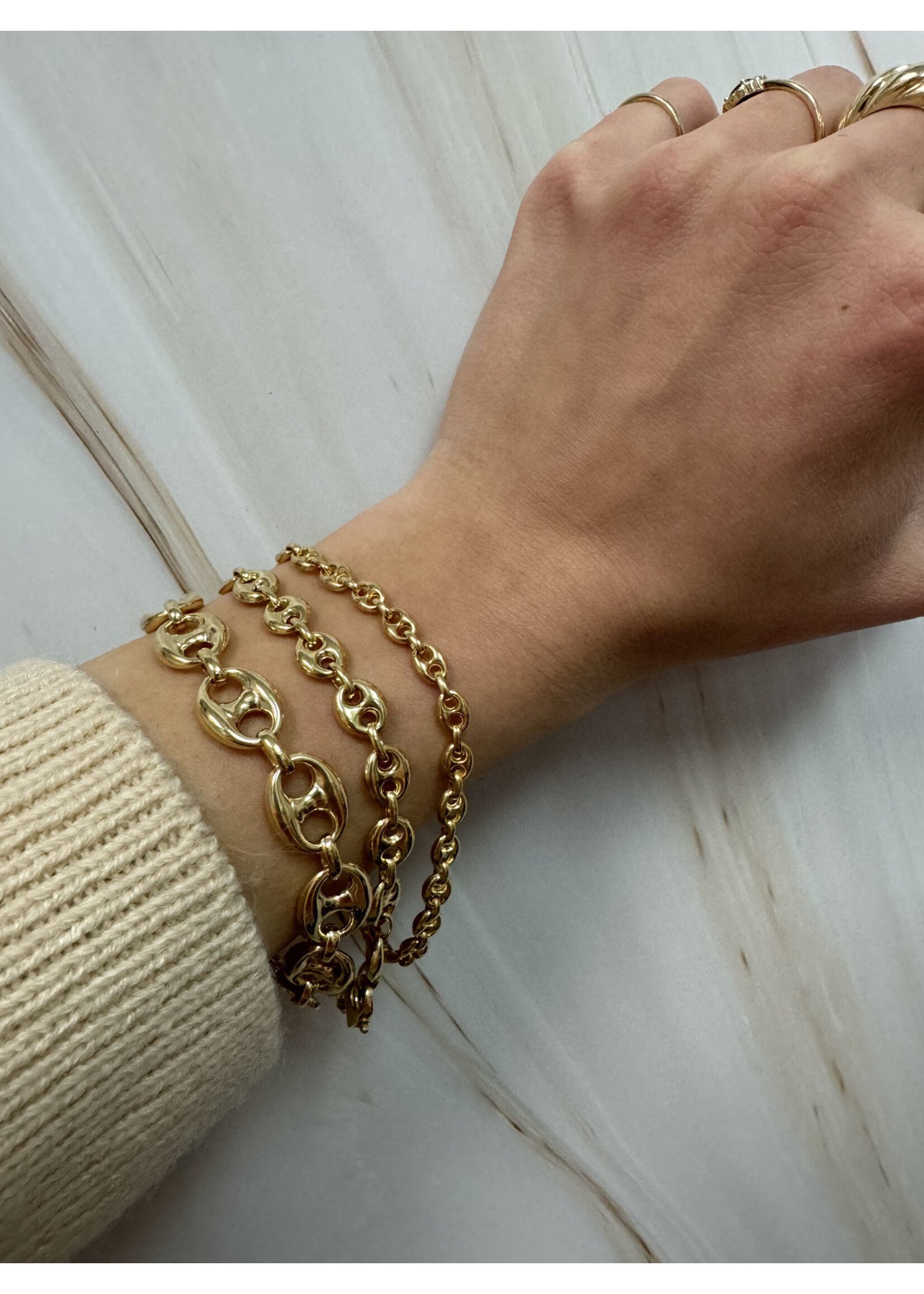 PARÉ Chaîne grains de café en Or 10K ''La Coffee Bean''