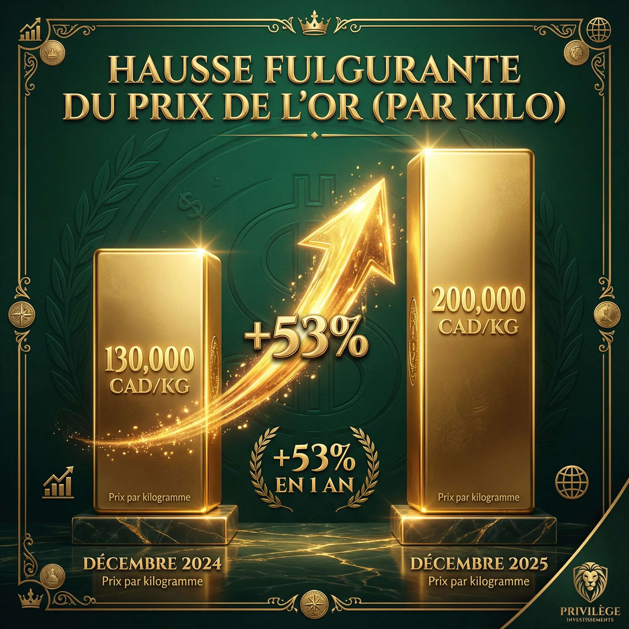 Graphique de la hausse du prix de l’or