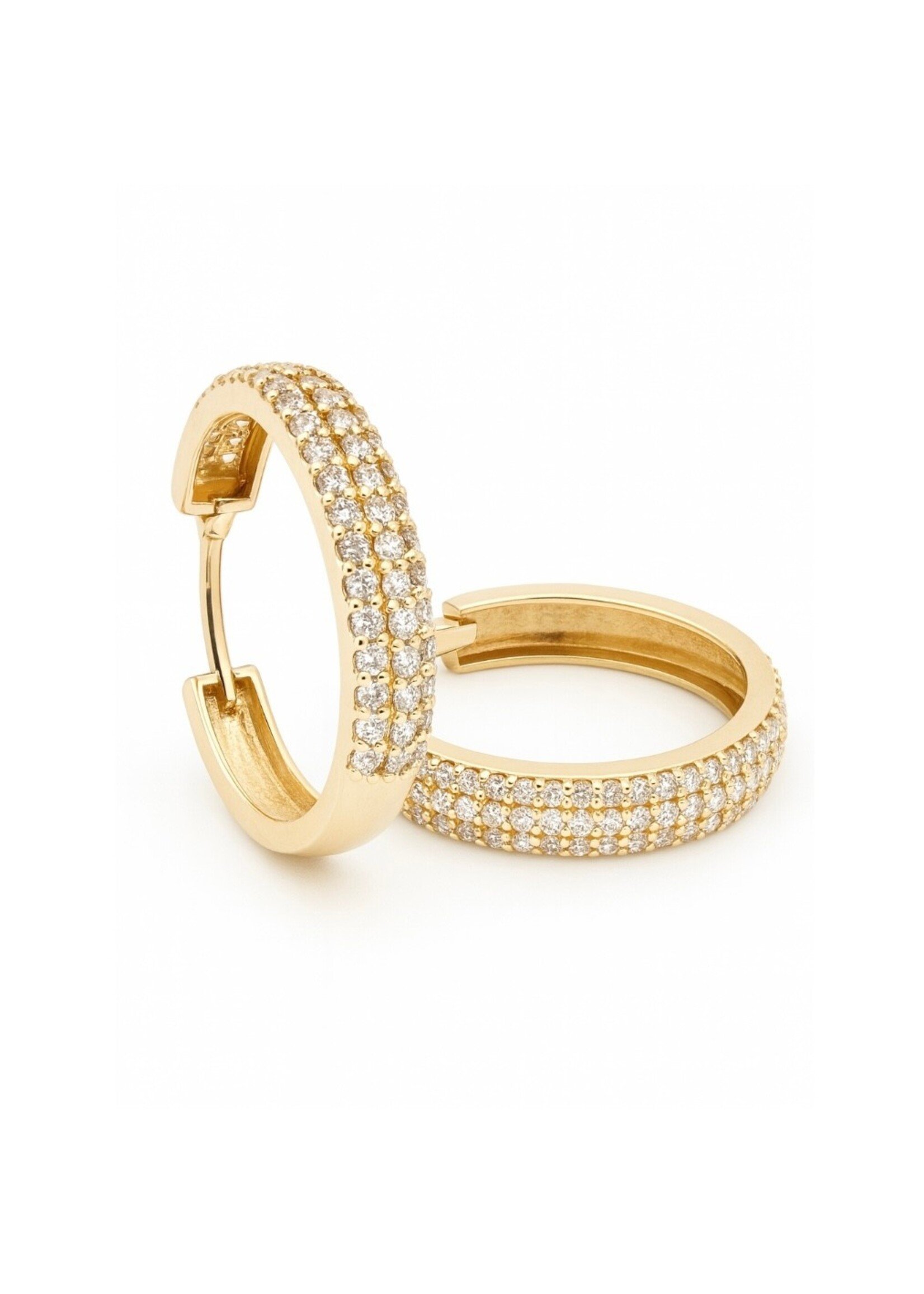 PARÉ Boucles d'oreilles Huggies triple en Or 10K