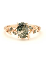 PARÉ La "Agata'' Bague solitaire en Or 10k avec  agate mousse