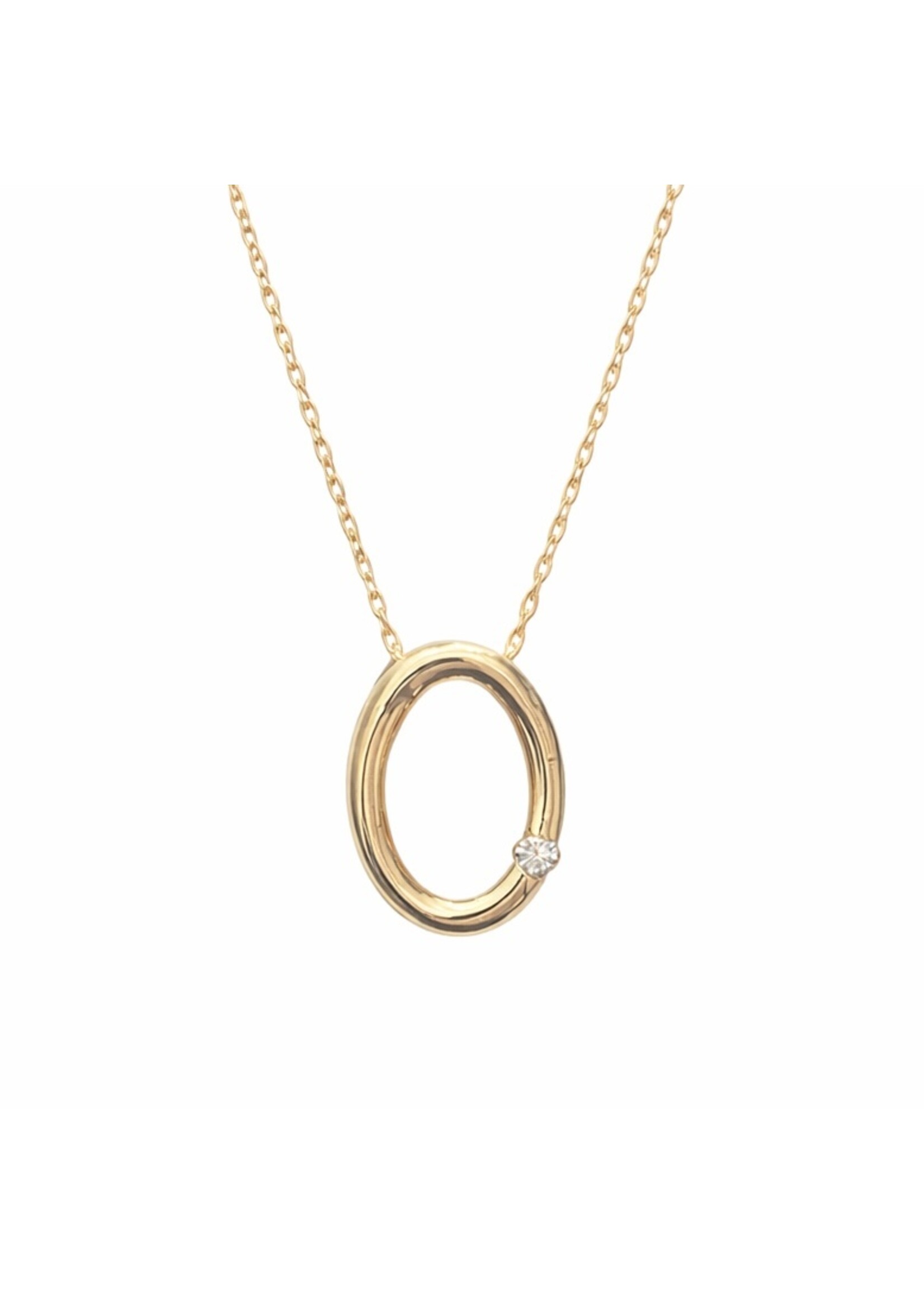 Ensemble Chaîne singapour et pendentif ovale avec diamant en Or 10K