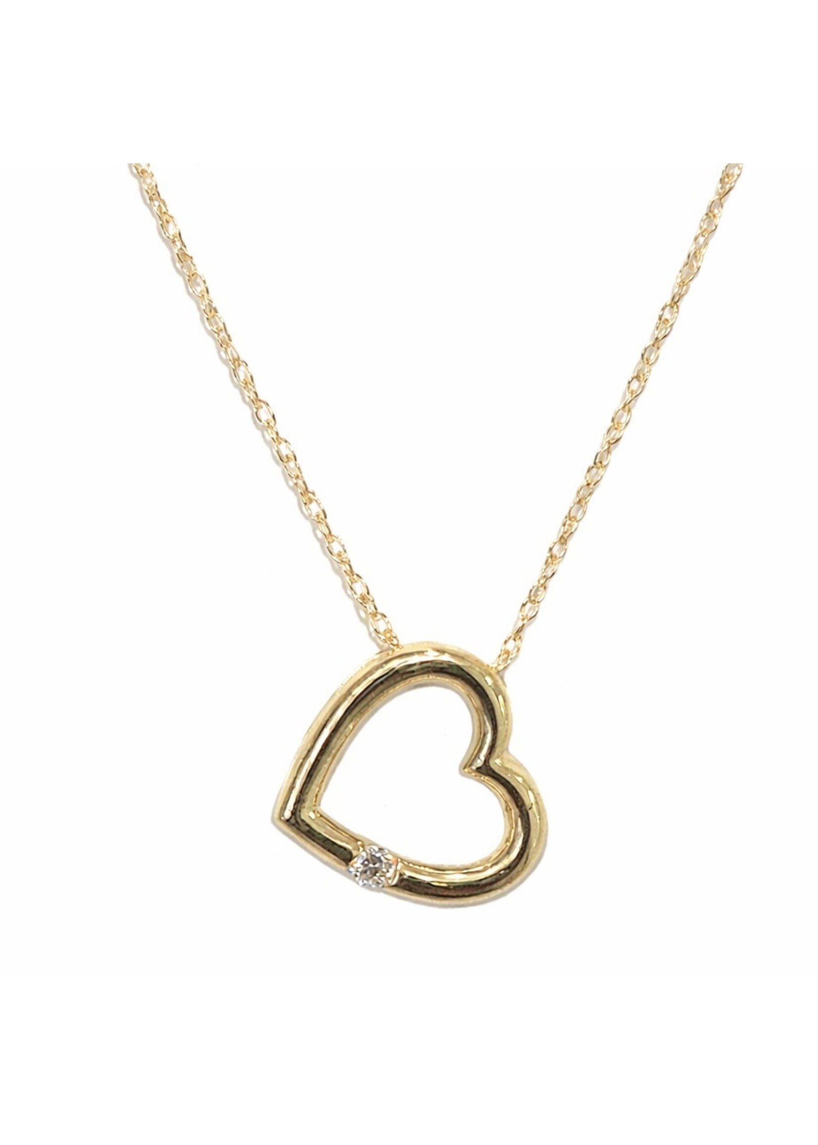 Ensemble Chaîne singapour et pendentif coeur avec diamant en Or 10K