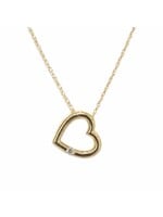Ensemble Chaîne singapour et pendentif coeur avec diamant en Or 10K