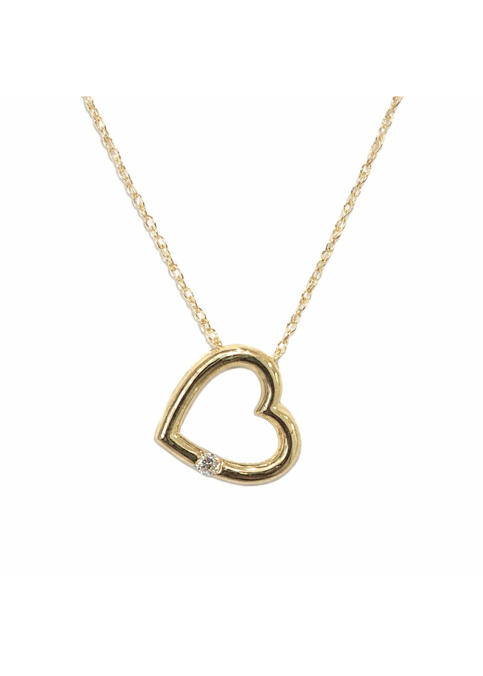 Ensemble Chaîne singapour et pendentif coeur avec diamant en Or 10K