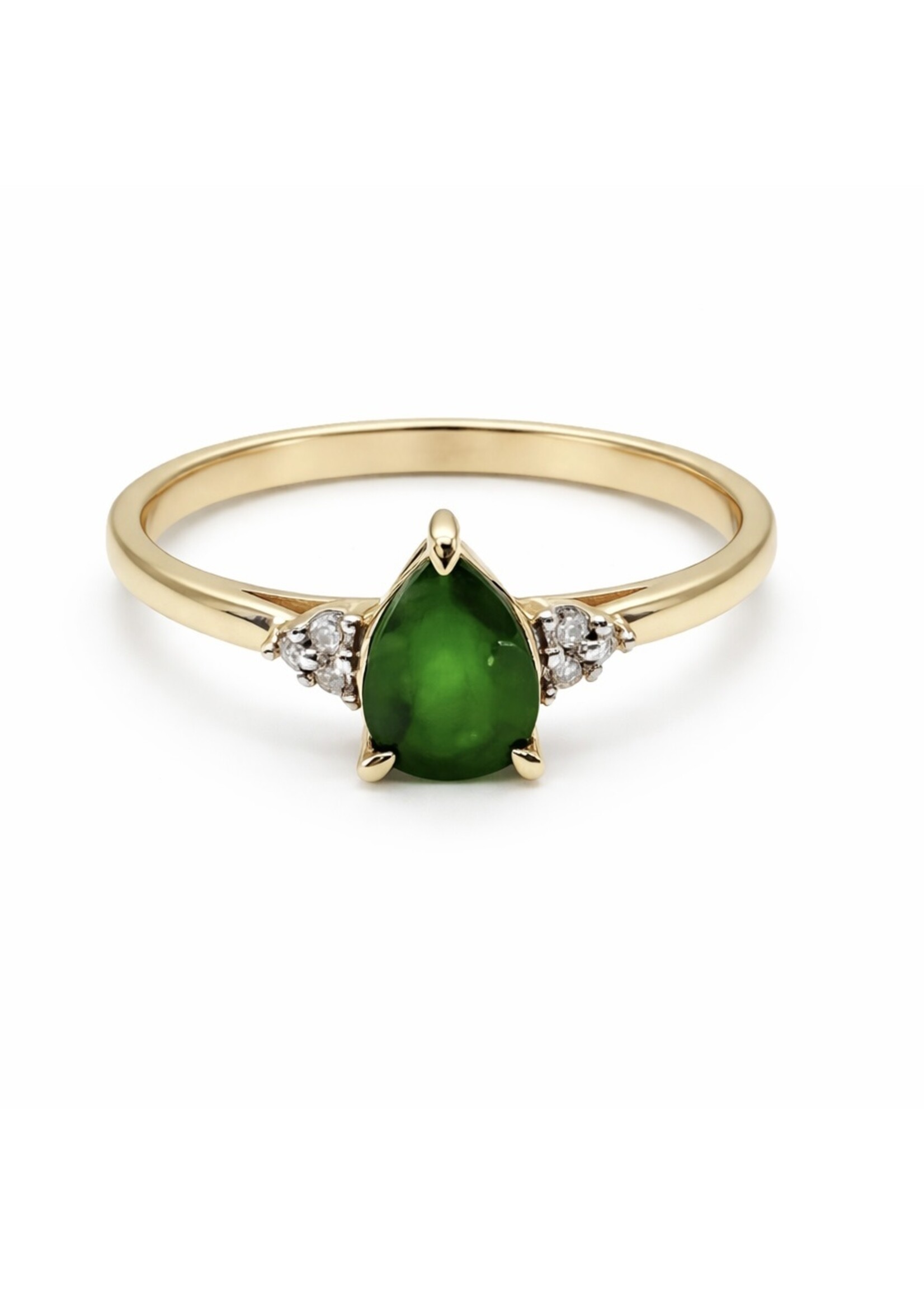 PARÉ Bague solitaire avec émeraude véritable et diamants Or 10K