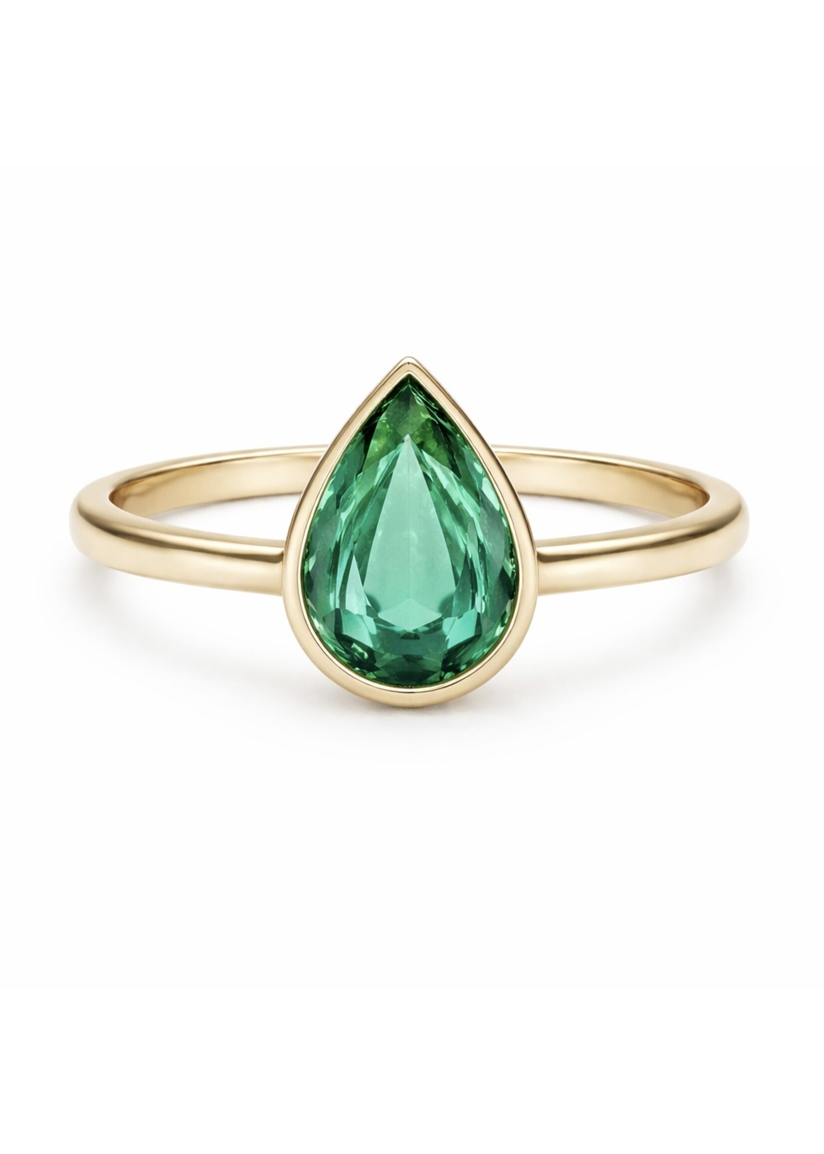 PARÉ Bague solitaire avec Émeraude en Or 10K