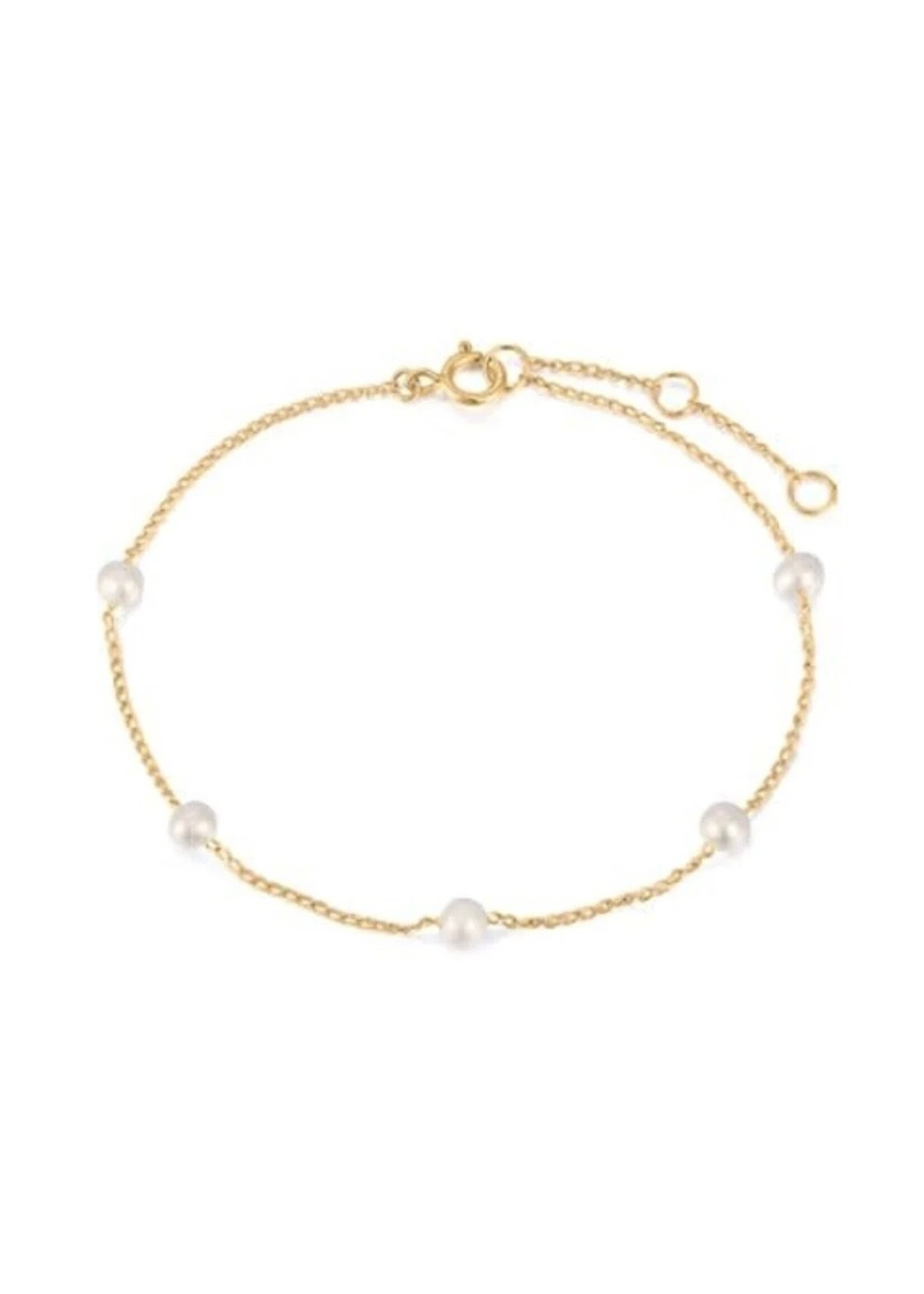 Bracelet forçat en or 10K avec perles d'eau douce