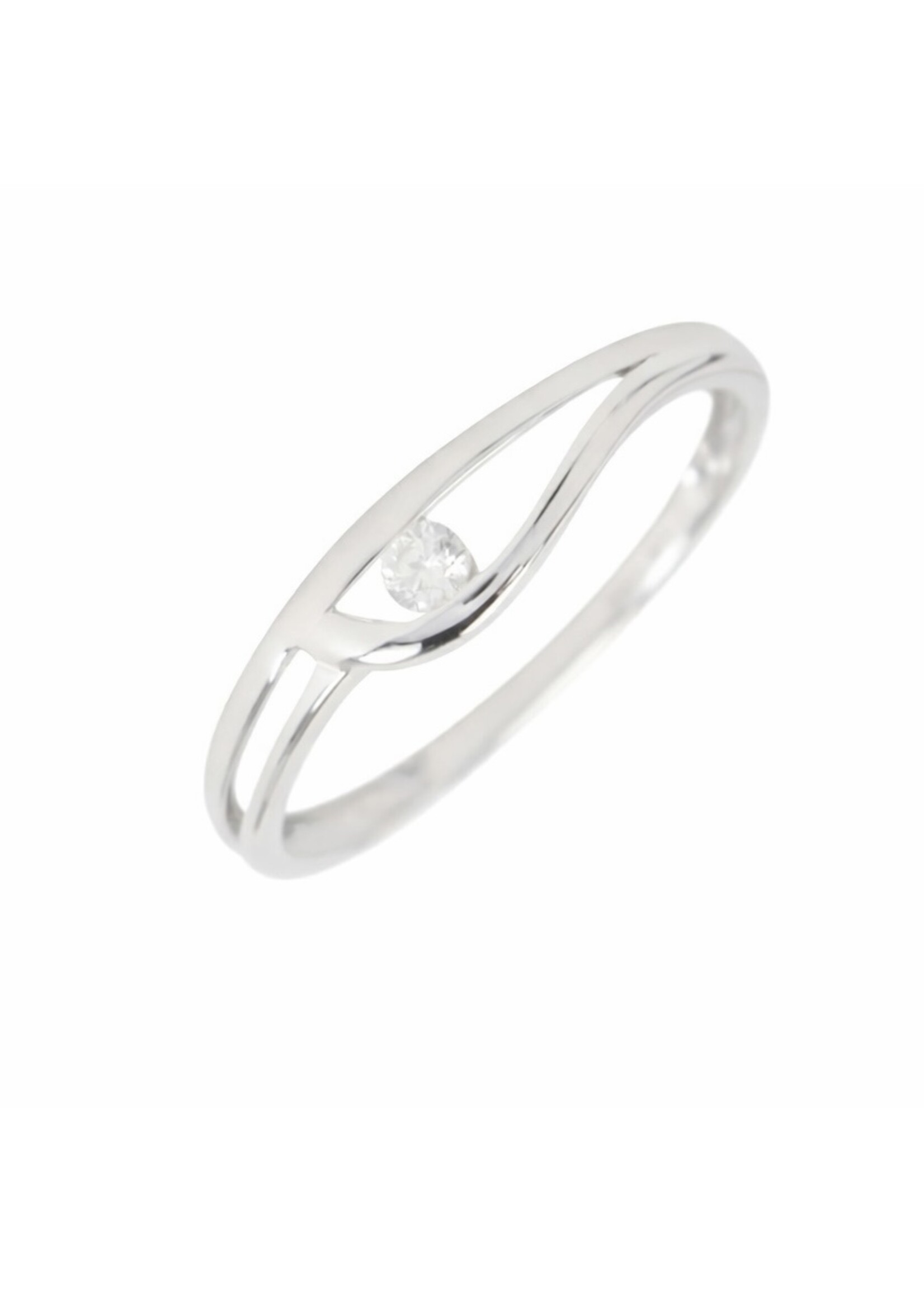 Jonc asymétrique en or blanc 10K avec diamant naturel