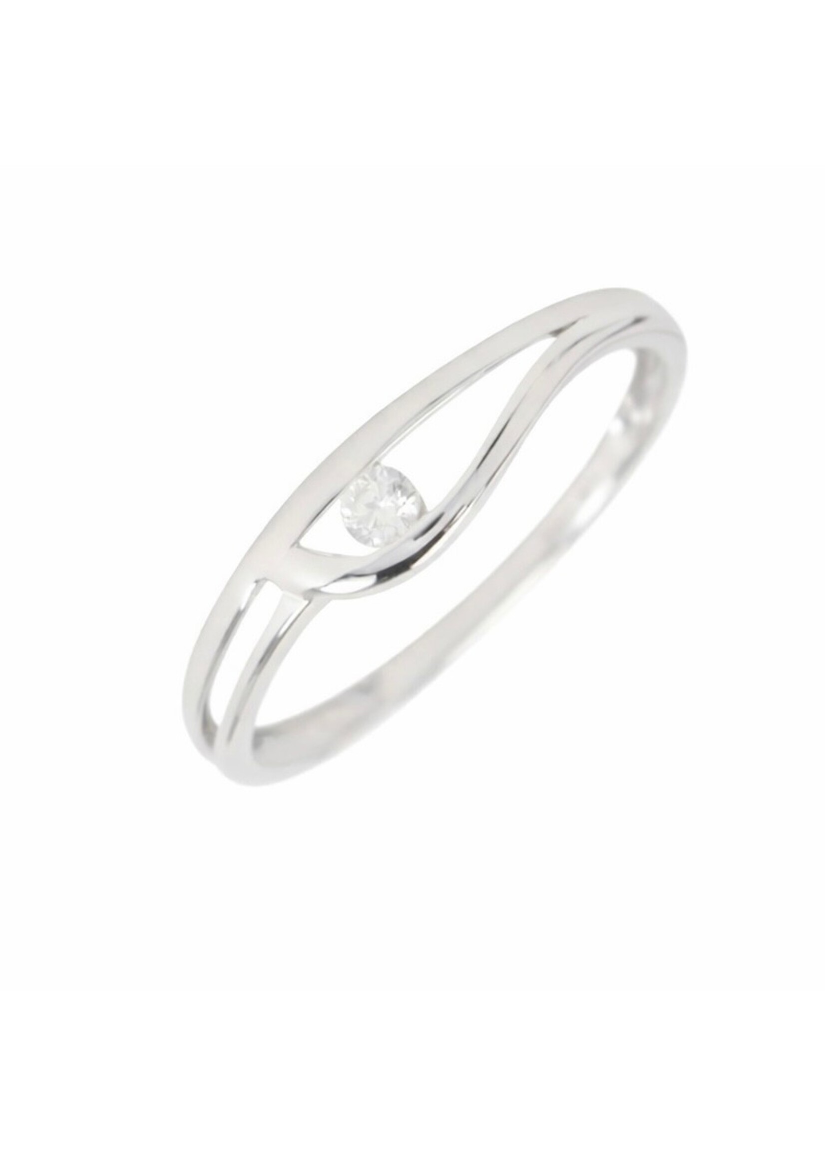 Jonc asymétrique en or blanc 10K avec diamant naturel