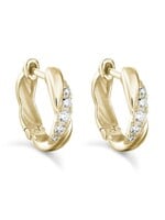 Boucles d'oreilles Huggies torsade en Or 10K avec diamants