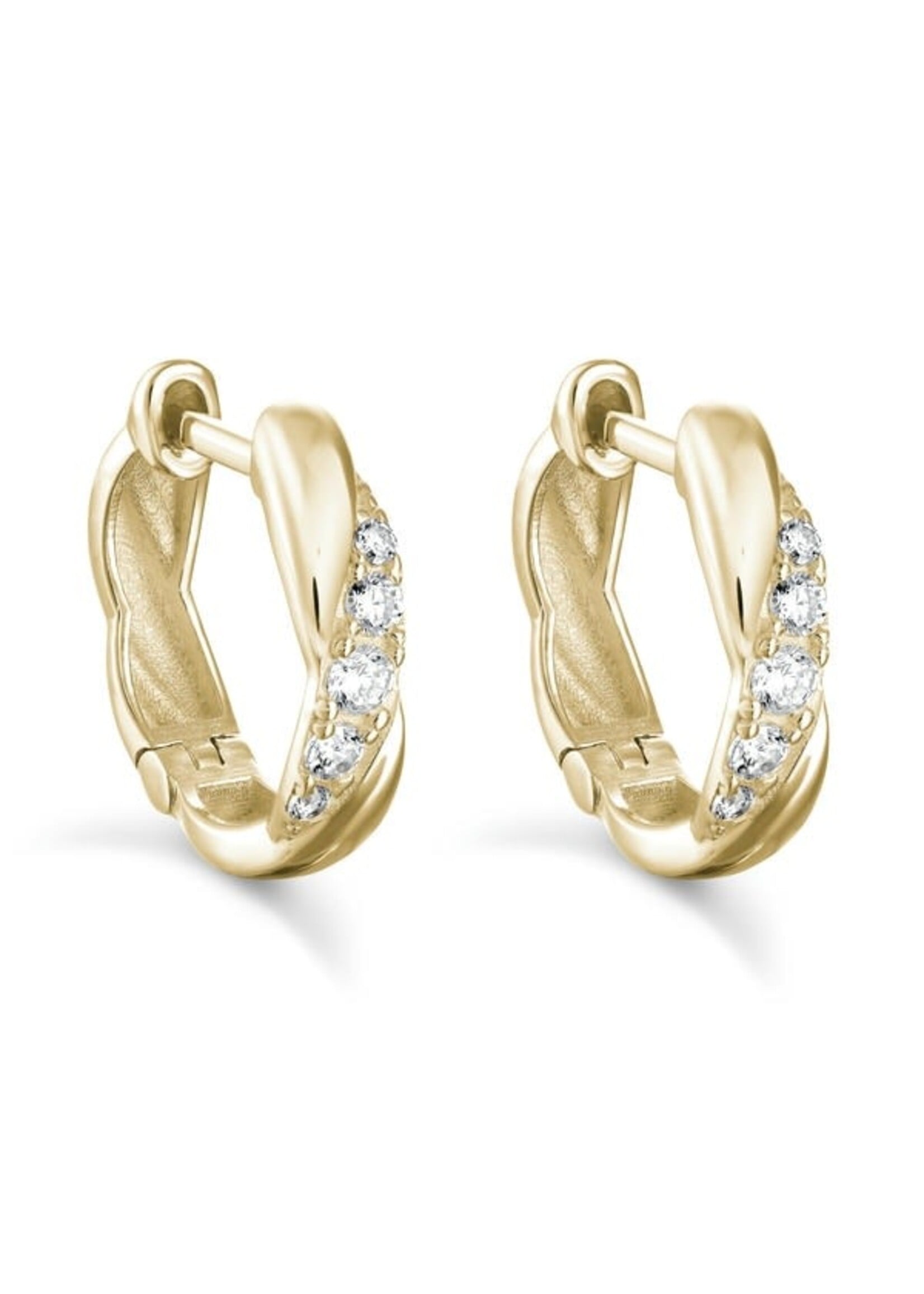 Boucles d'oreilles Huggies torsade en Or 10K avec diamants