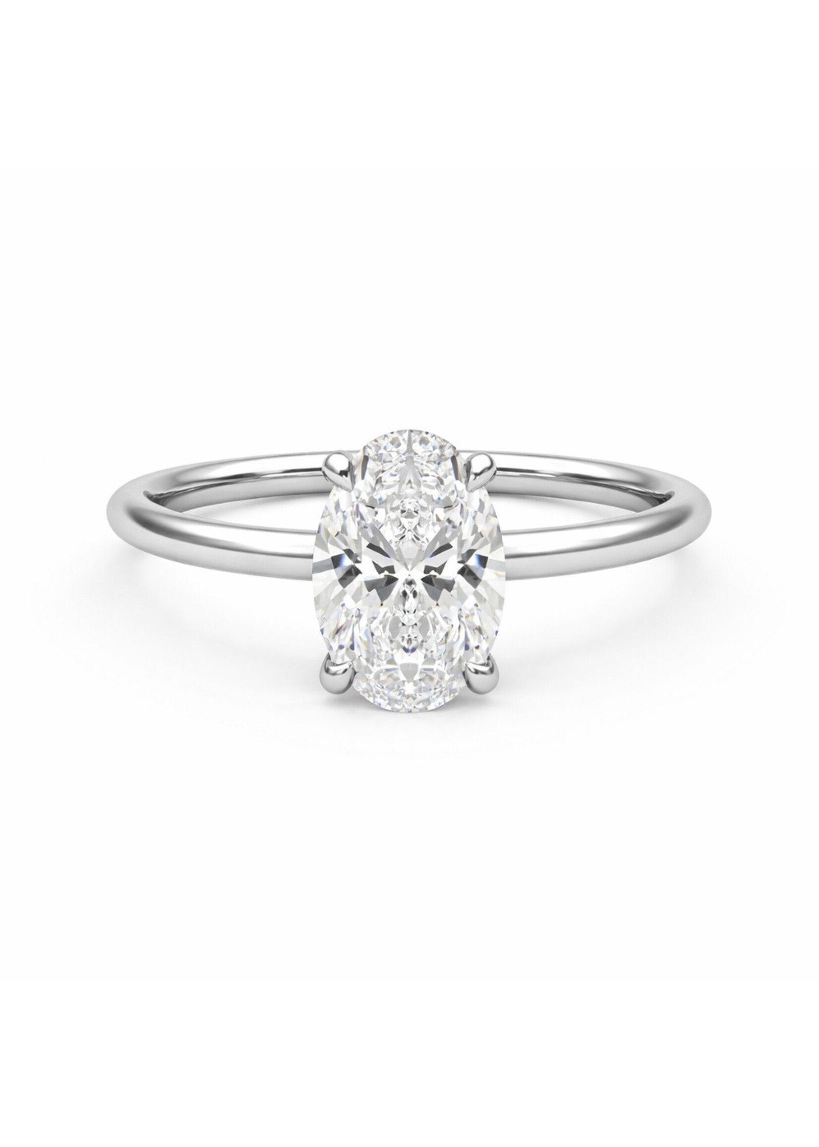 Bague solitaire en Or 14K avec diamant ovale