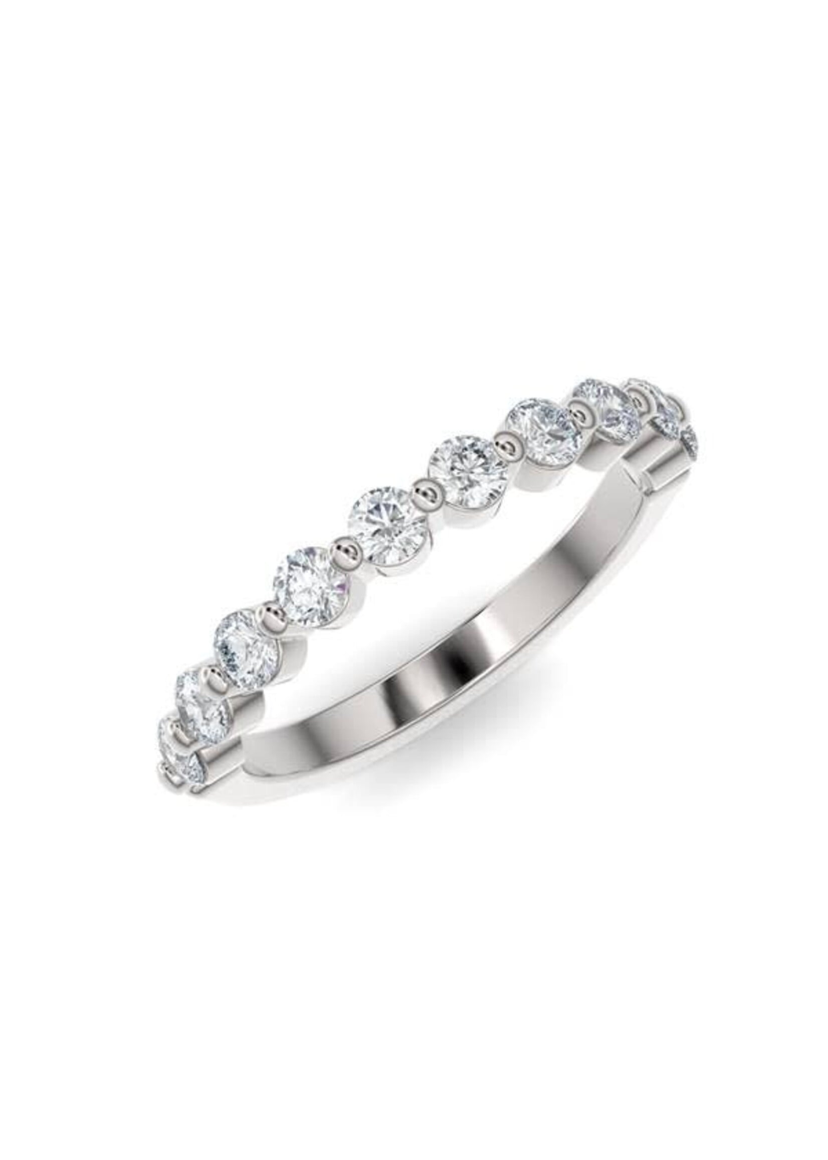 Jonc semi-éternité «Bubble» en or blanc 14K avec diamants