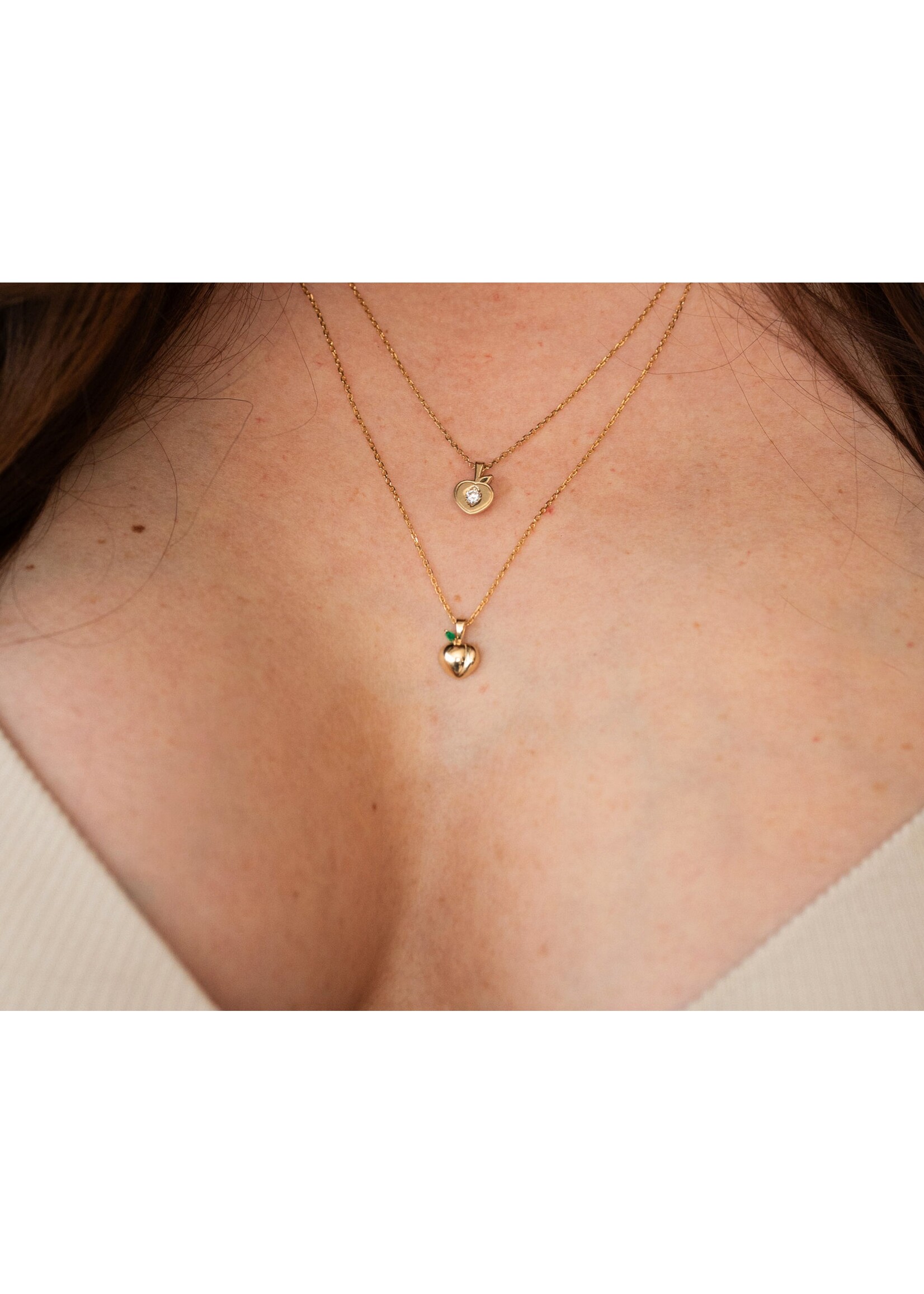 VénÜs «La Pêche G» Pendentif en Or massif avec émeraude et diamant naturels