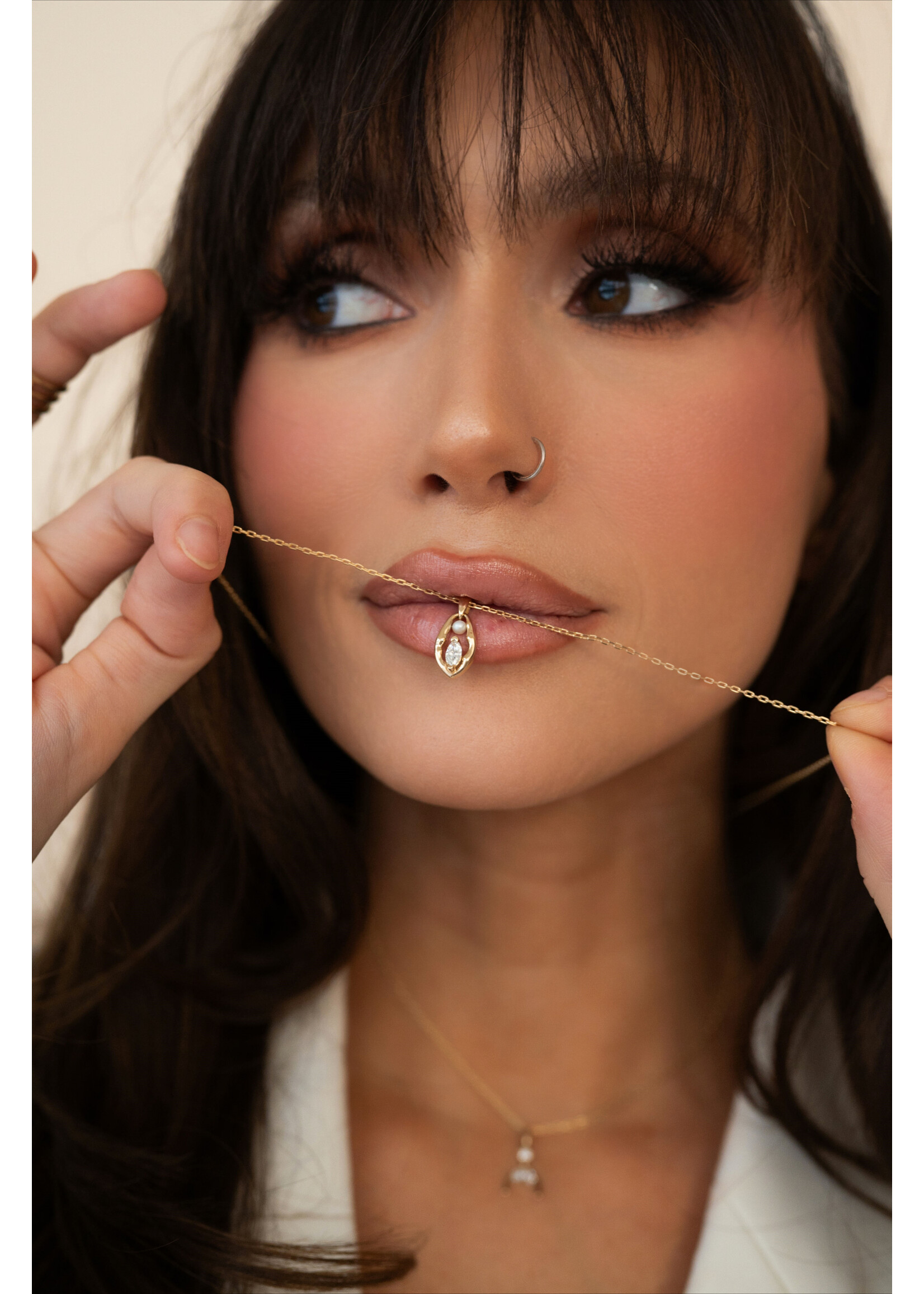 VénÜs «La Maha Yoni» Pendentif en Or Massif avec diamant recyclé et perle d'eau douce