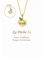 VénÜs «La Pêche G» Pendentif en Or massif avec émeraude et diamant naturels