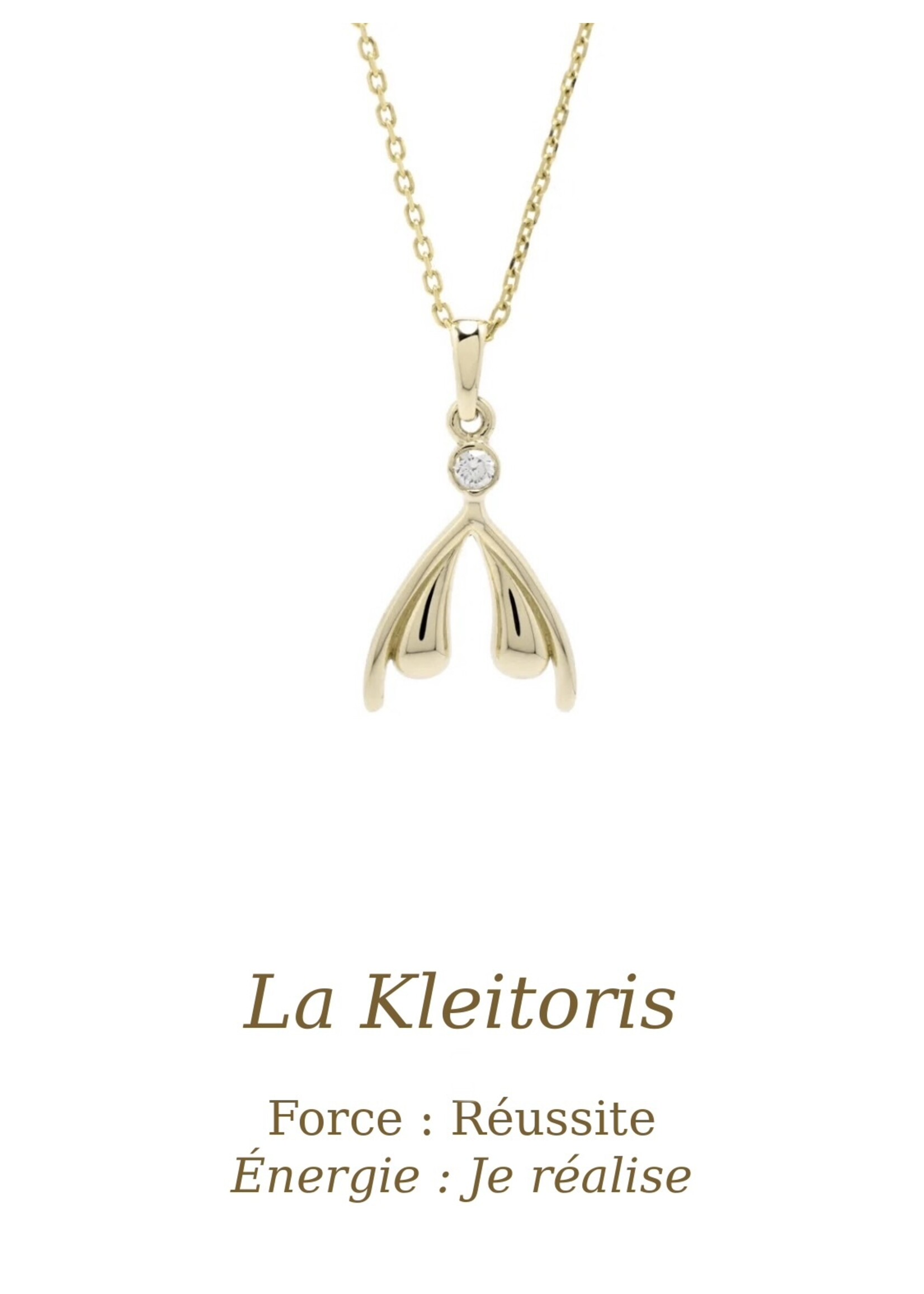 VénÜs «La Kleitoris» Pendentif en Or massif avec diamant recyclé