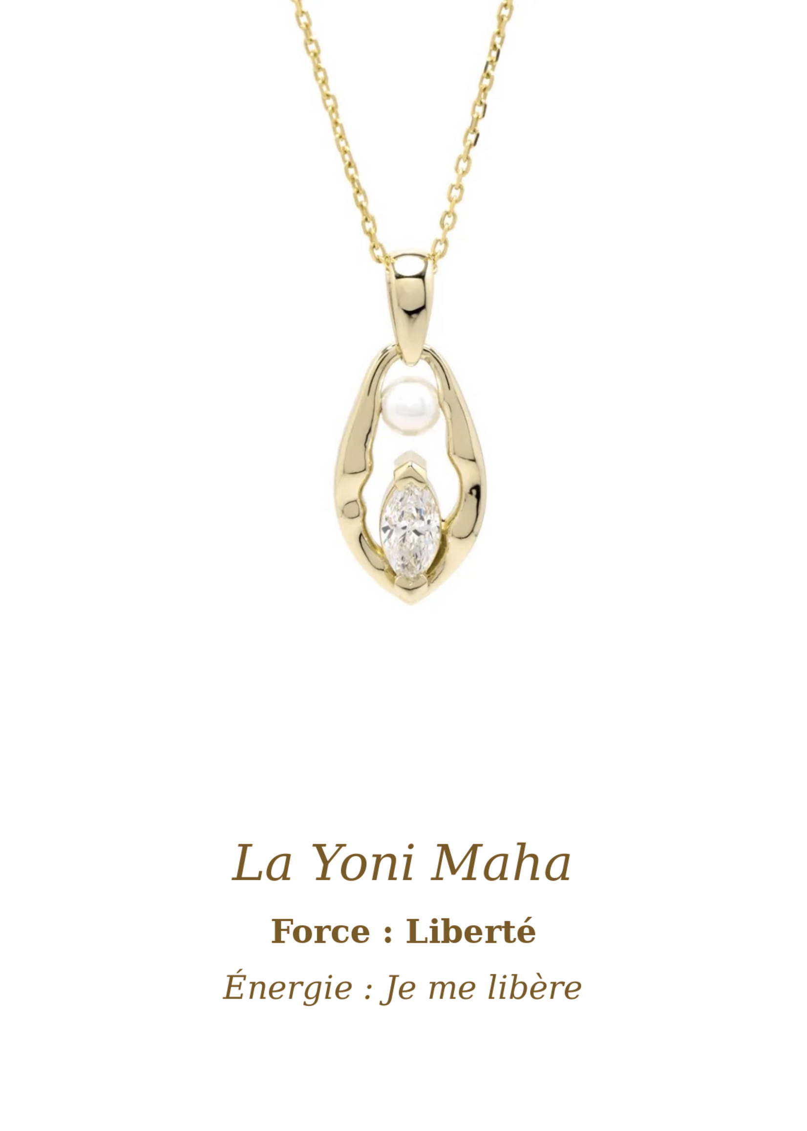 VénÜs «La Maha Yoni» Pendentif en Or Massif avec diamant recyclé et perle d'eau douce