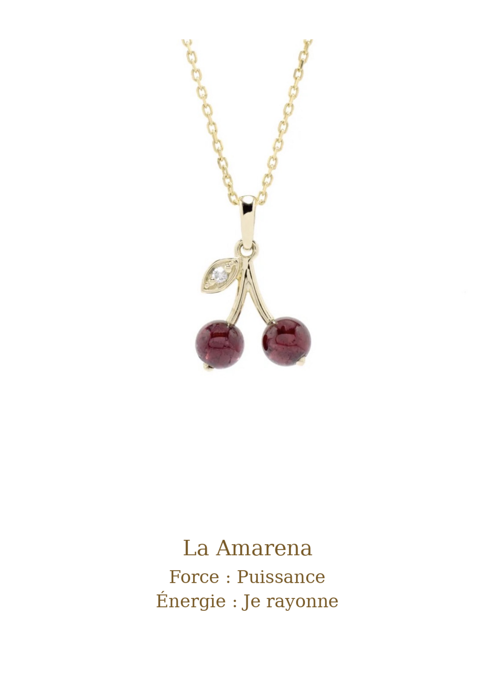 VénÜs « La Amarena »  Pendentif en Or 10k avec diamant recyclé et billes de grenats