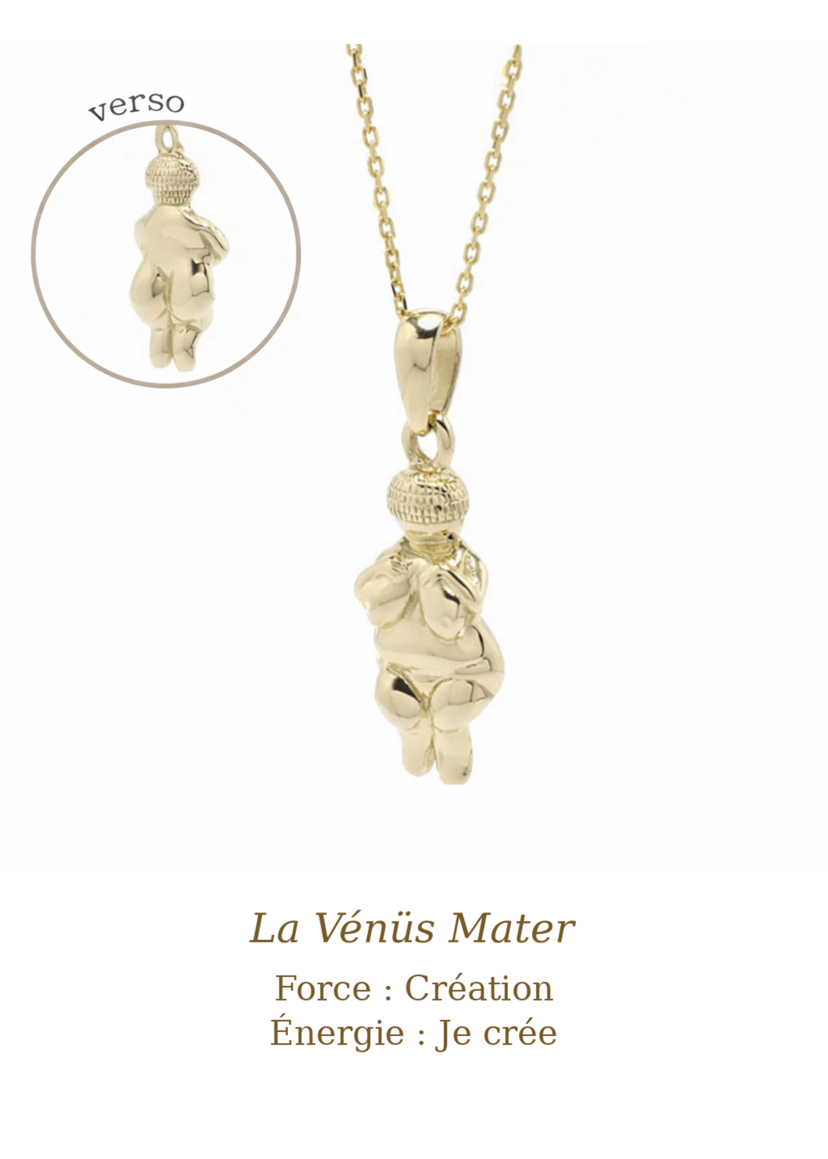 VénÜs « La Vénus Mater »  Pendentif en Or massif