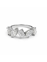Jonc semi-éternité asymétrique en or blanc 14K avec diamants