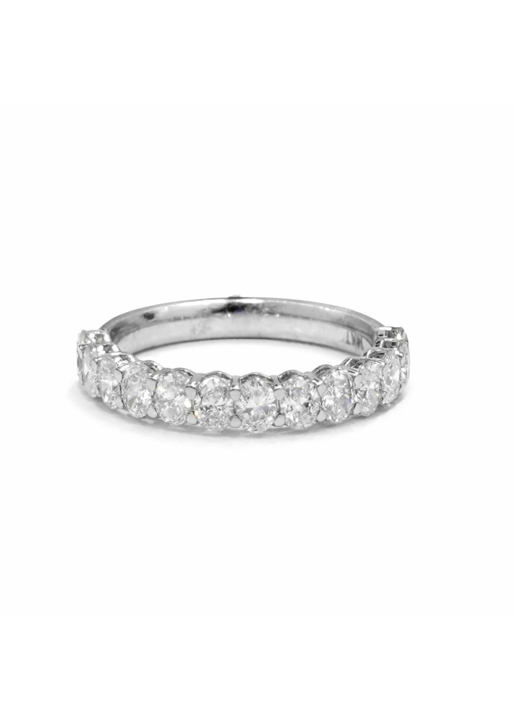 Jonc semi-éternité en Or blanc 14K avec diamants ovales