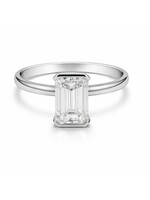 Bague solitaire semi-bezel en Or blanc 14K avec diamant Emerald de 2 carat