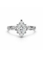 Bague solitaire croisée en Or blanc 14K avec diamant marquise
