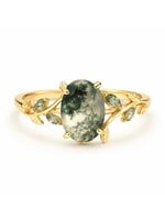 PARÉ La "Agata'' Bague solitaire en Or 10k avec  agate mousse