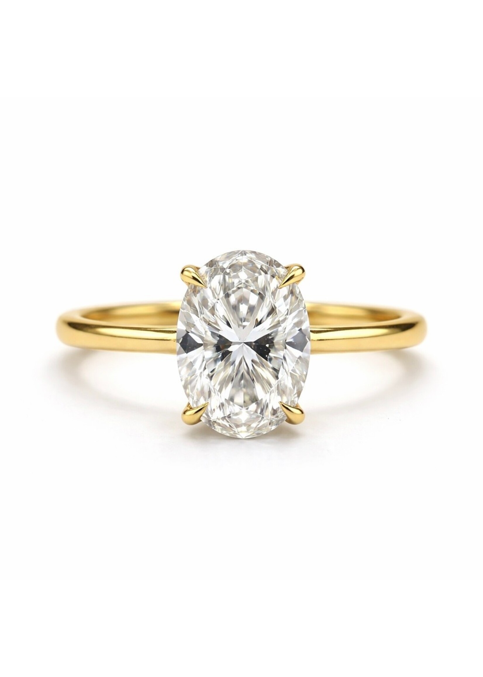 PARÉ Bague solitaire avec diamant ovale de 4 carat en or 14K