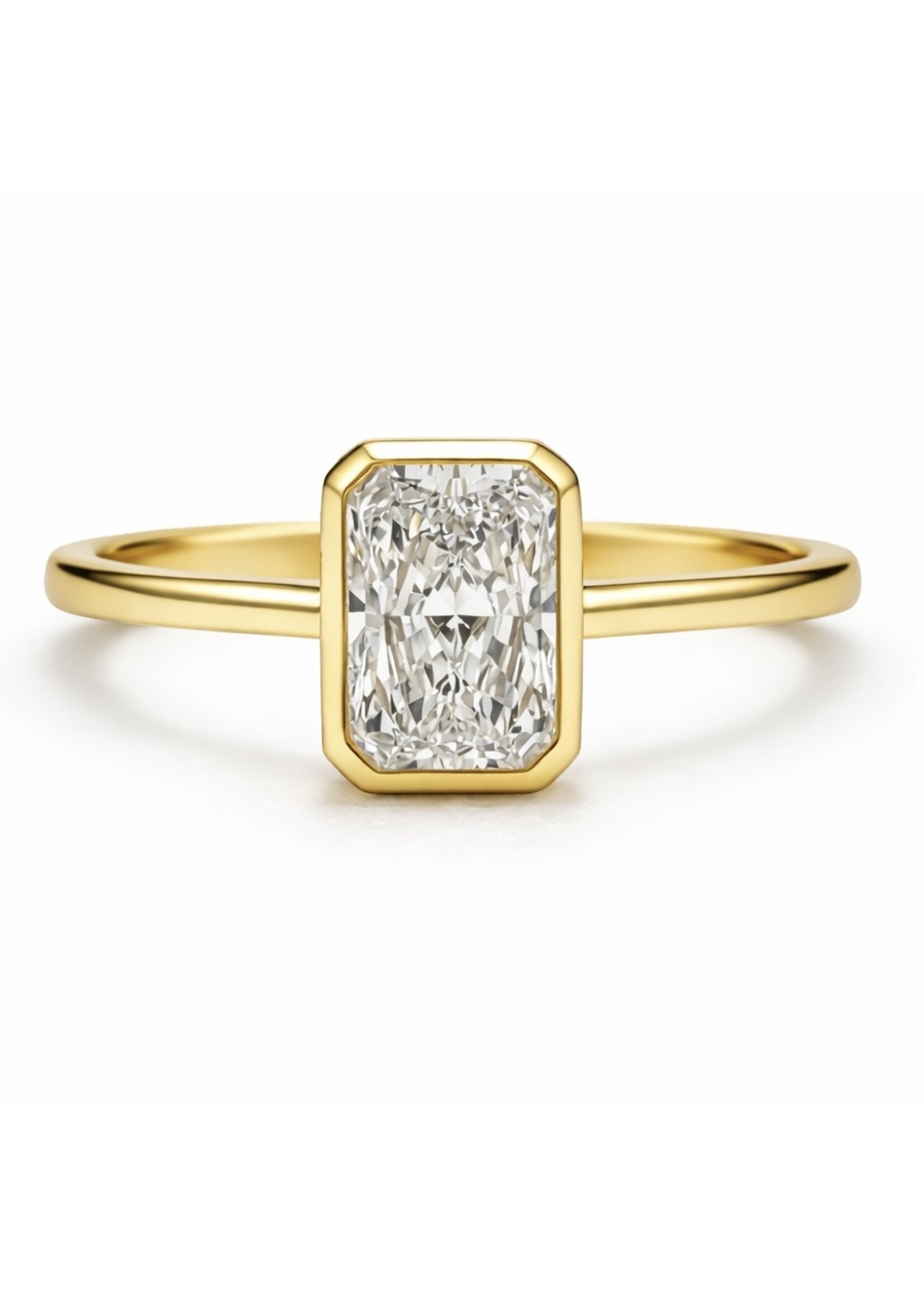 Bague solitaire avec diamant Radiant de 2,55 carat en Or 14K