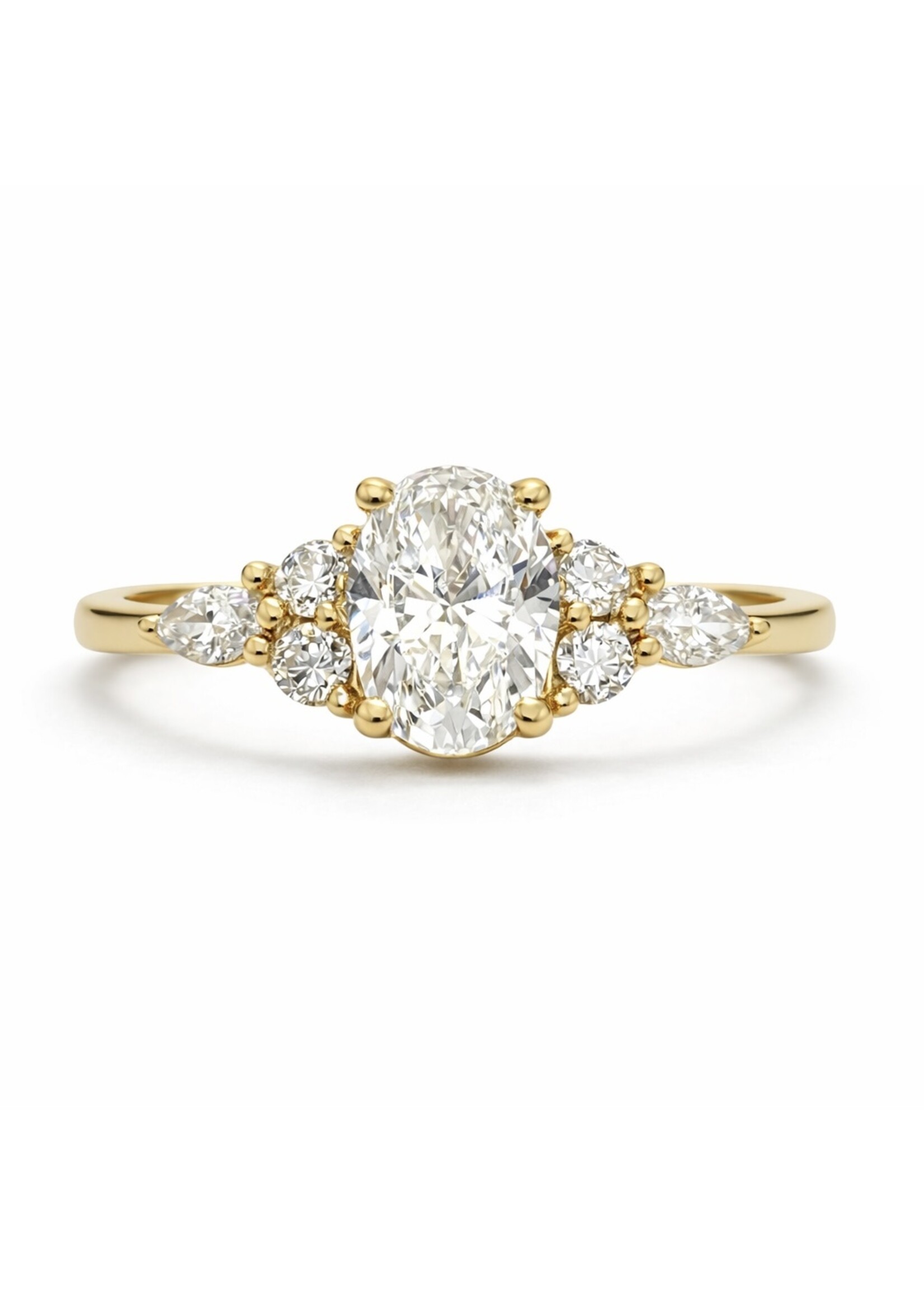 PARÉ Bague solitaire '' de rêve '' avec diamants Or 14K