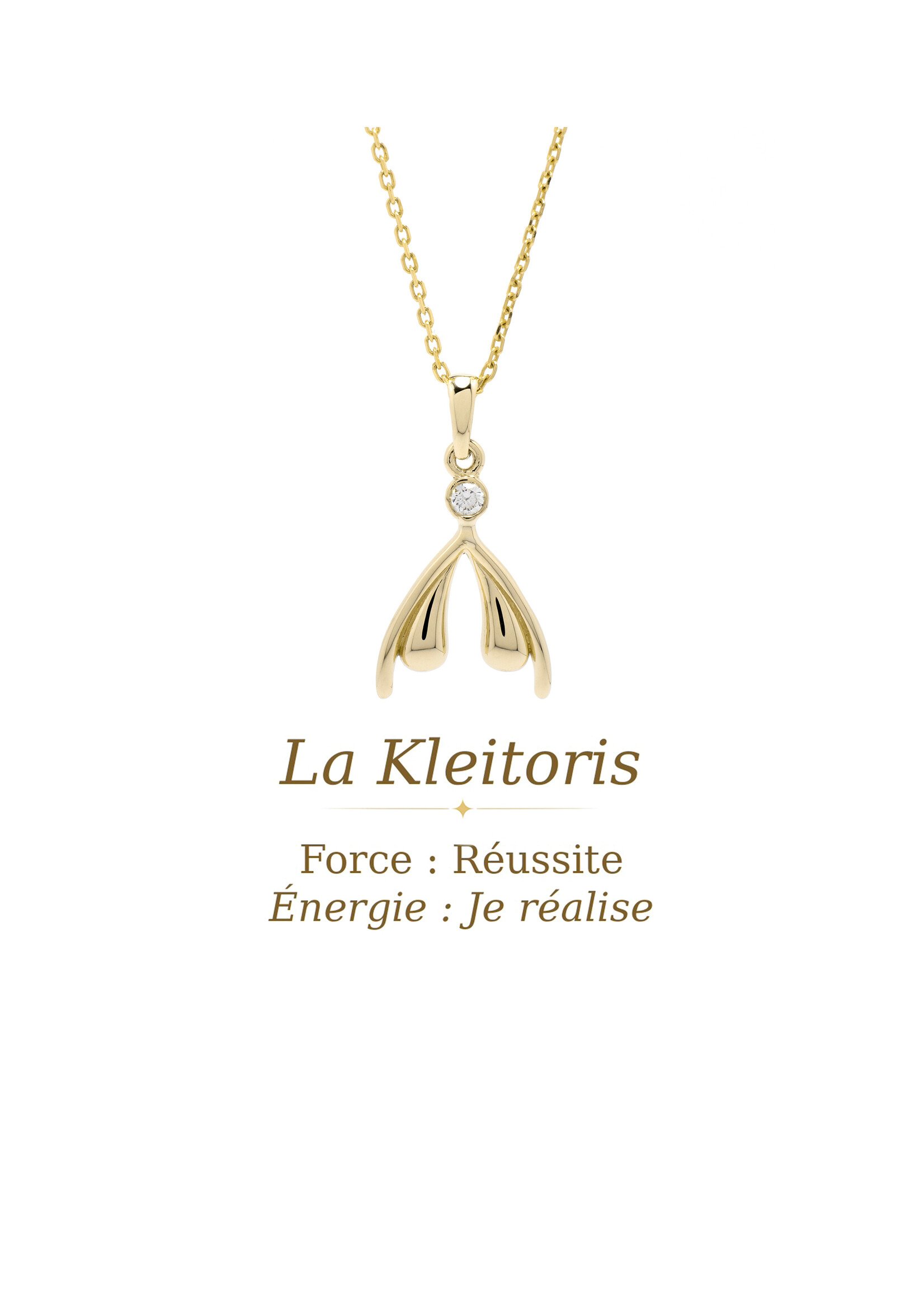 VénÜs «La Kleitoris» Pendentif en Or massif avec diamant recyclé