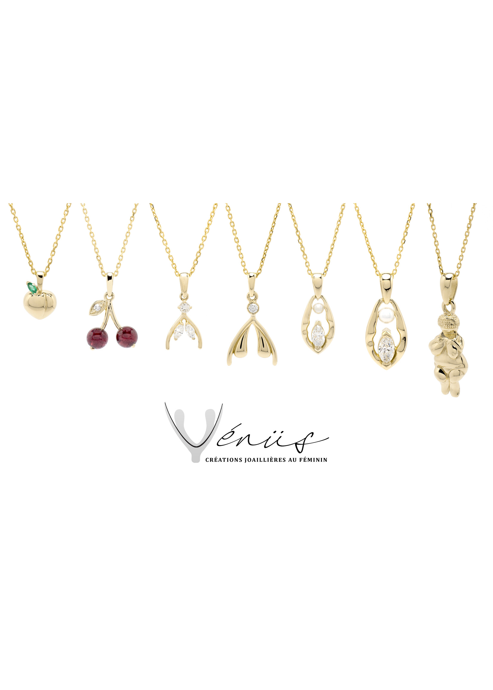 VénÜs « La Amarena »  Pendentif en Or 10k avec diamant recyclé et billes de grenats