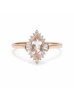 Bague solitaire avec Morganite et diamants naturels en Or rose 14K