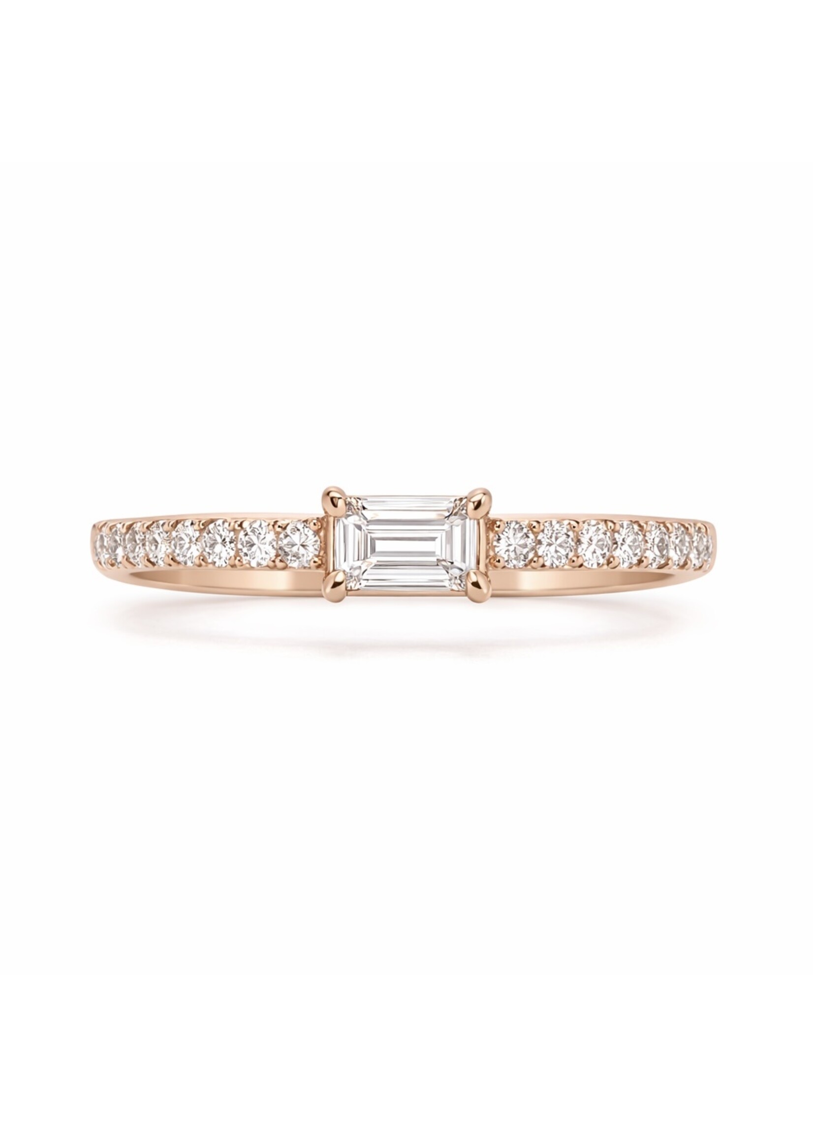 PARÉ Bague solitaire Or rose 14K avec diamants naturels