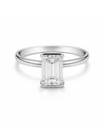 Bague solitaire semi-bezel en Or blanc 14K avec diamant Emerald de 2 carat