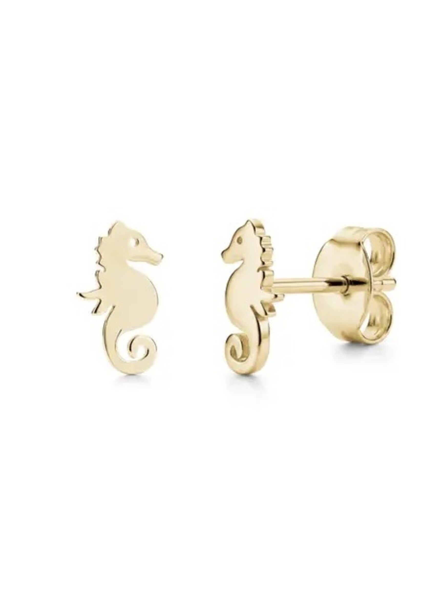 Boucles d'oreilles studs hippocampe steel doré