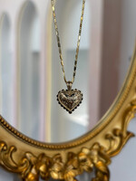 Pendentif '' Vintage '' coeur en Or 10K avec gravure personnalisé à la main
