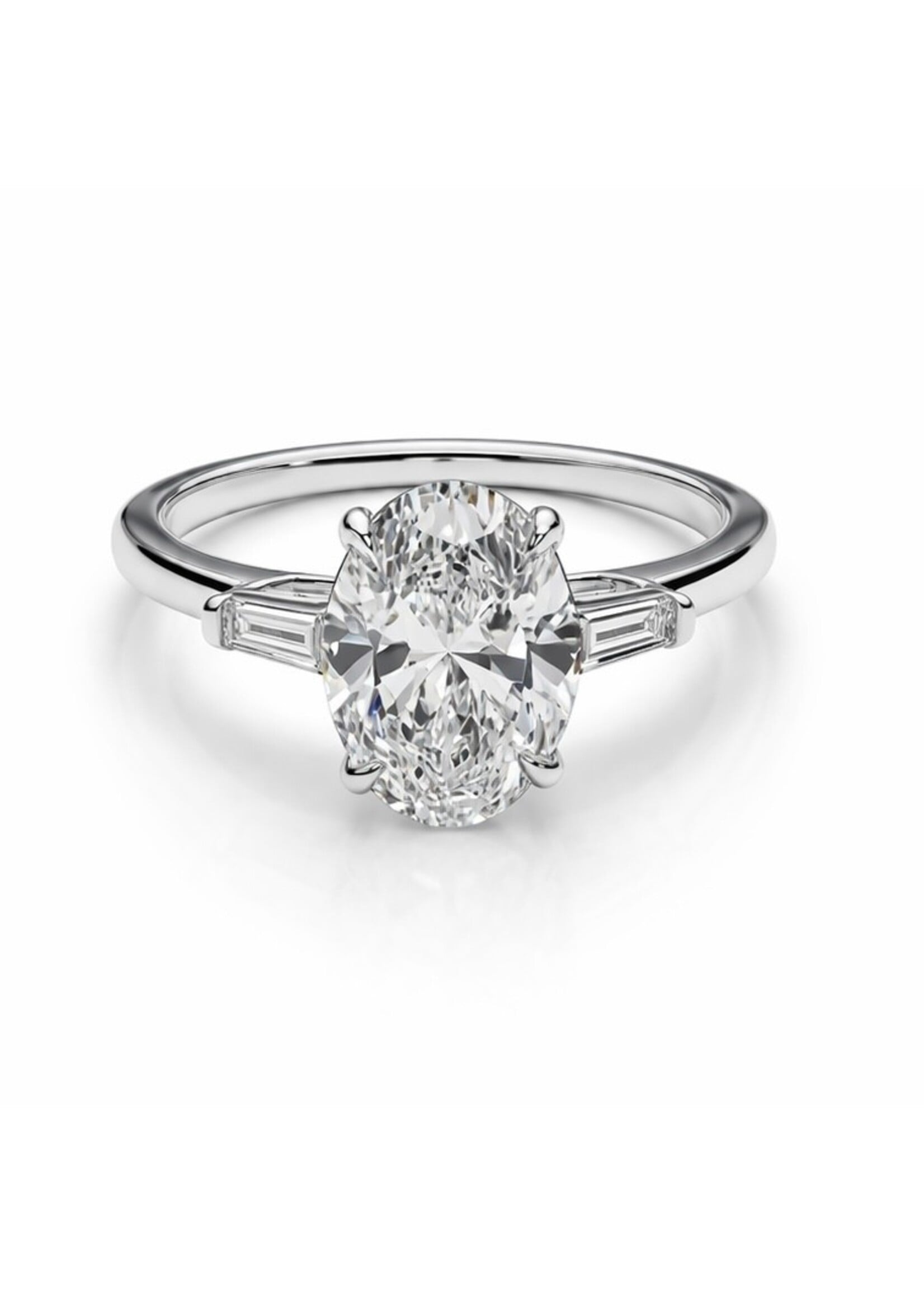 Bague solitaire en Or blanc 14K avec 2.10 carats de diamants