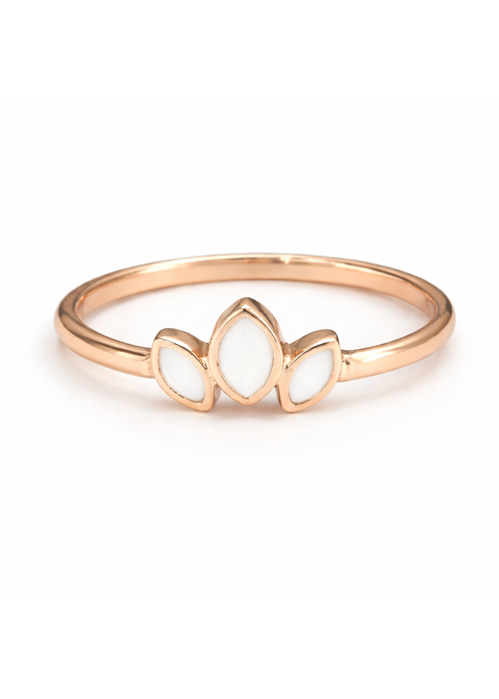 Bague Trinité marquises en Or 10K personnalisée avec Perles de Lait maternel ou Cendres