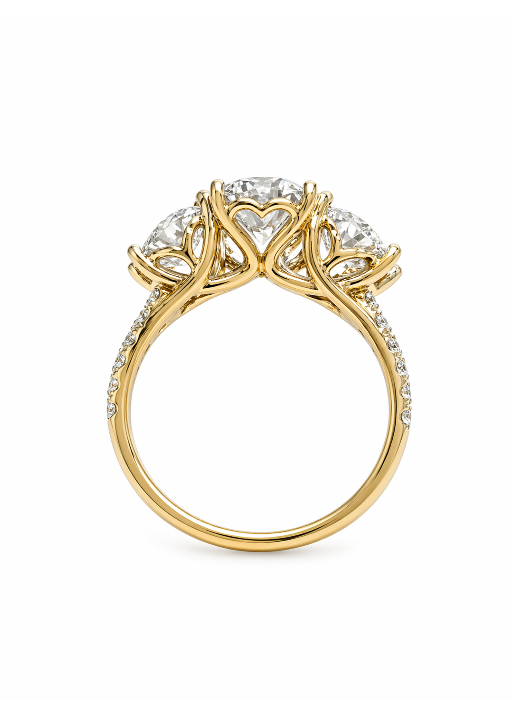 Bague trinité avec 4,50 carat de diamants en Or jaune 14K