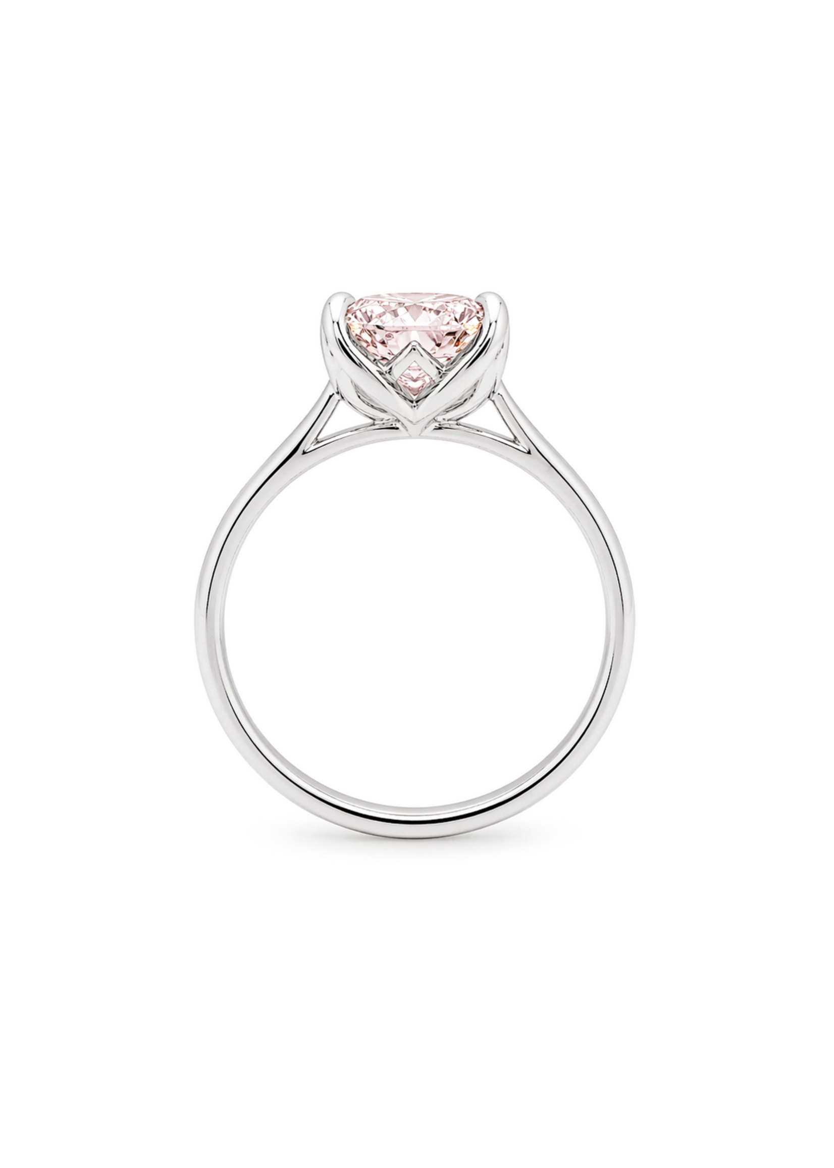 Bague solitaire avec diamant rose de 3 carat en Or blanc 14K