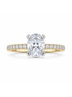 PARÉ Bague solitaire ovale avec diamants en Or 14K