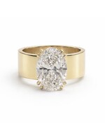 Bague solitaire large en or 14K avec diamant ovale de 5 carat