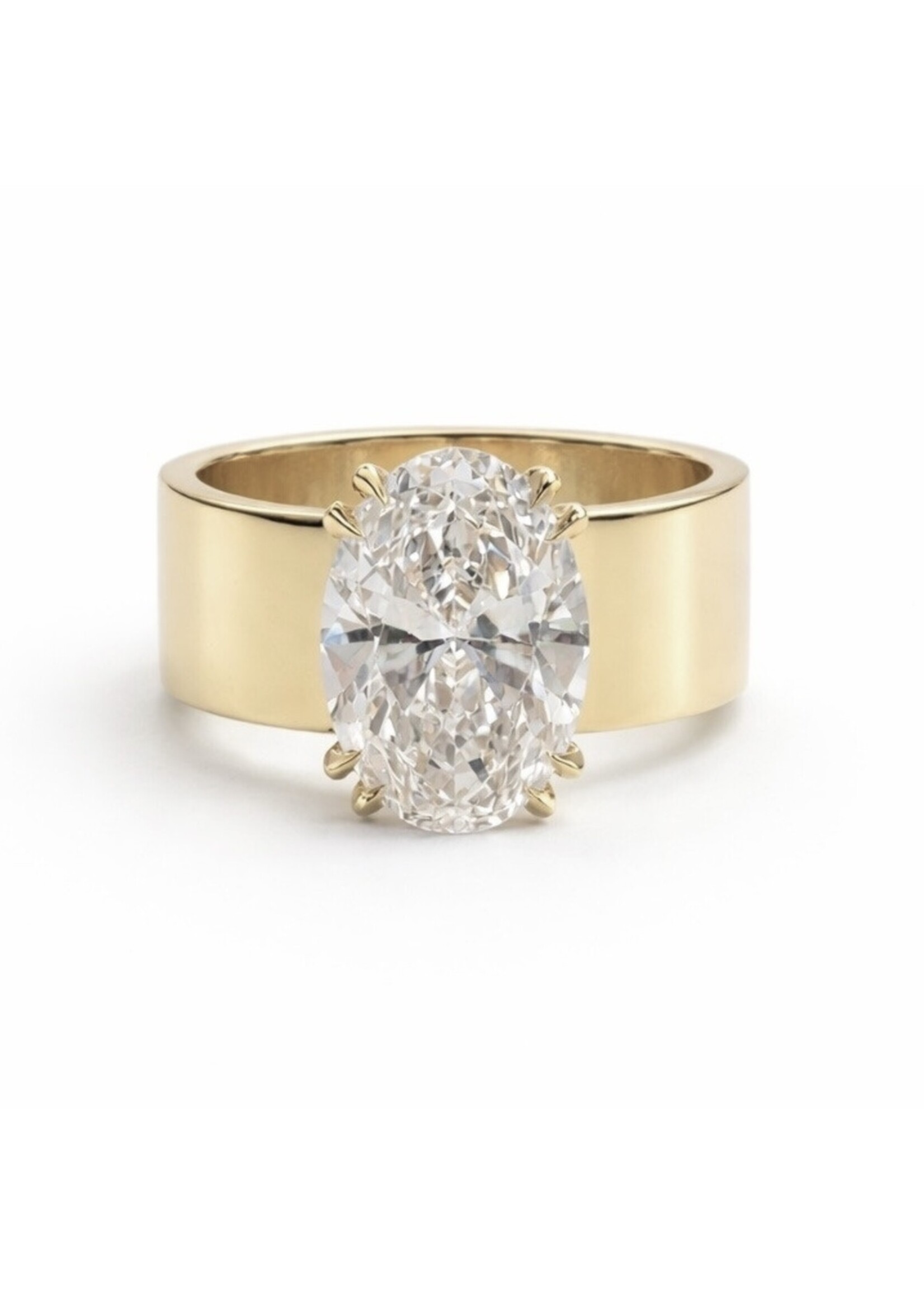 Bague solitaire large en or 14K avec diamant ovale de 5 carat